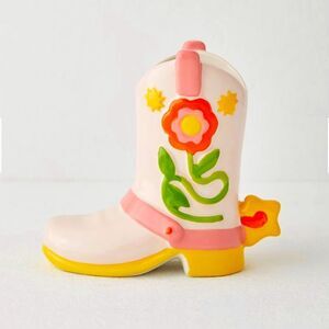 Urban Outfitters Ban.do Giddy Up Vase Ceramic Pink Cowgirl Boot